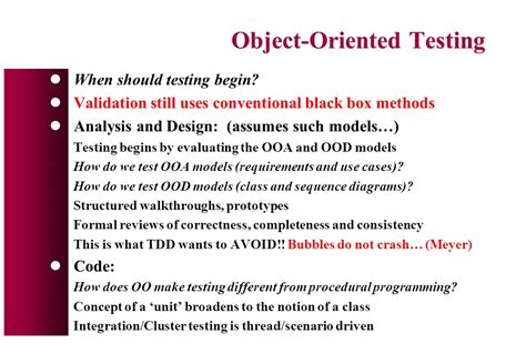 oo testing methods|explain object oriented testing methods.